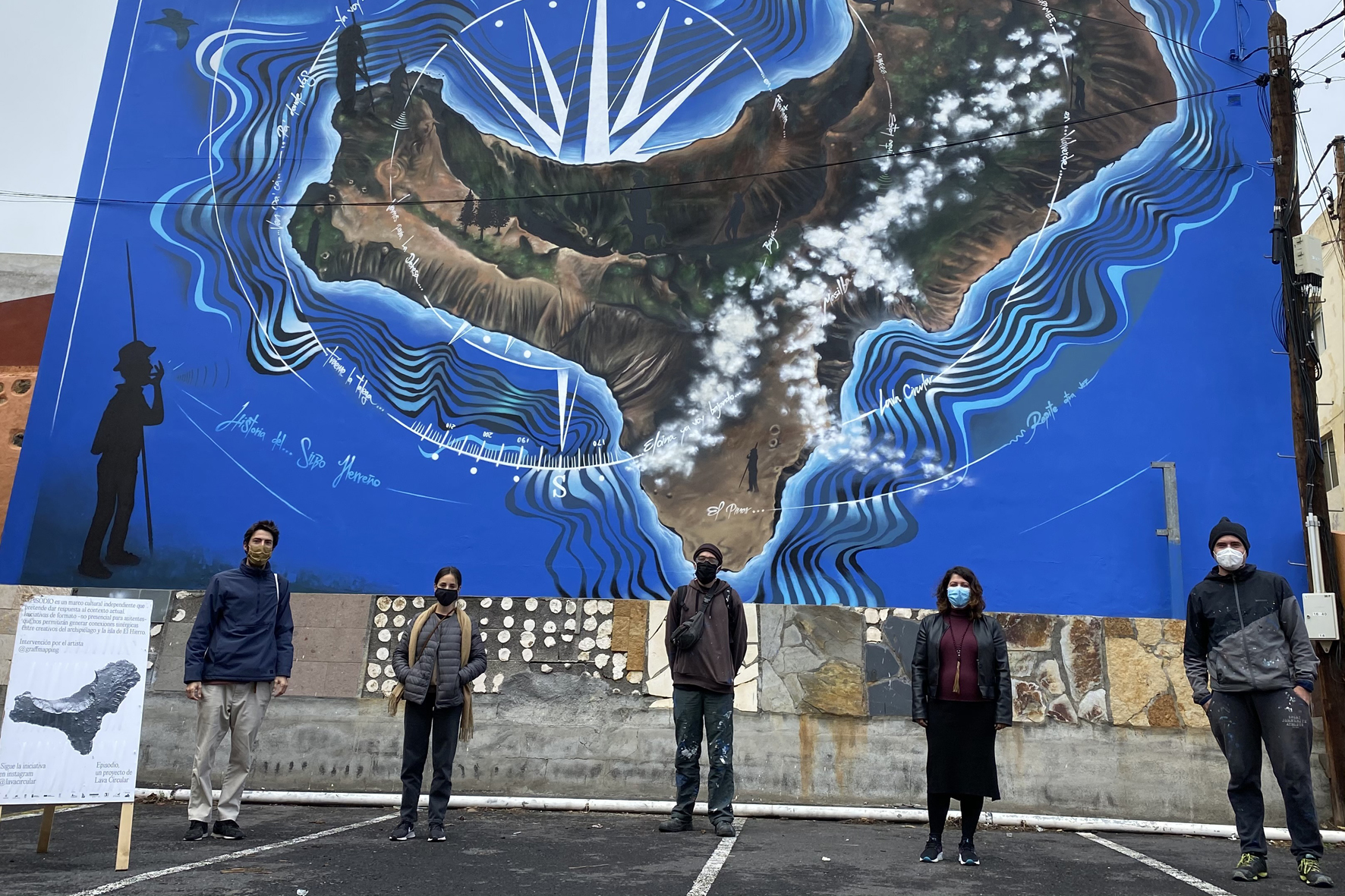 El Pinar rinde homenaje a los silbadores y silbadoras herreños a través de un mural gigante