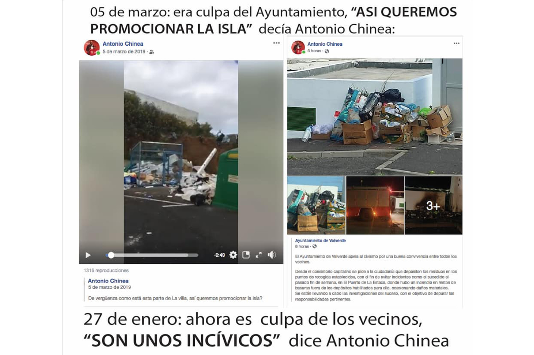 El alcalde de Valverde acusa a la AHI de crear “Fake News” y difamar su persona