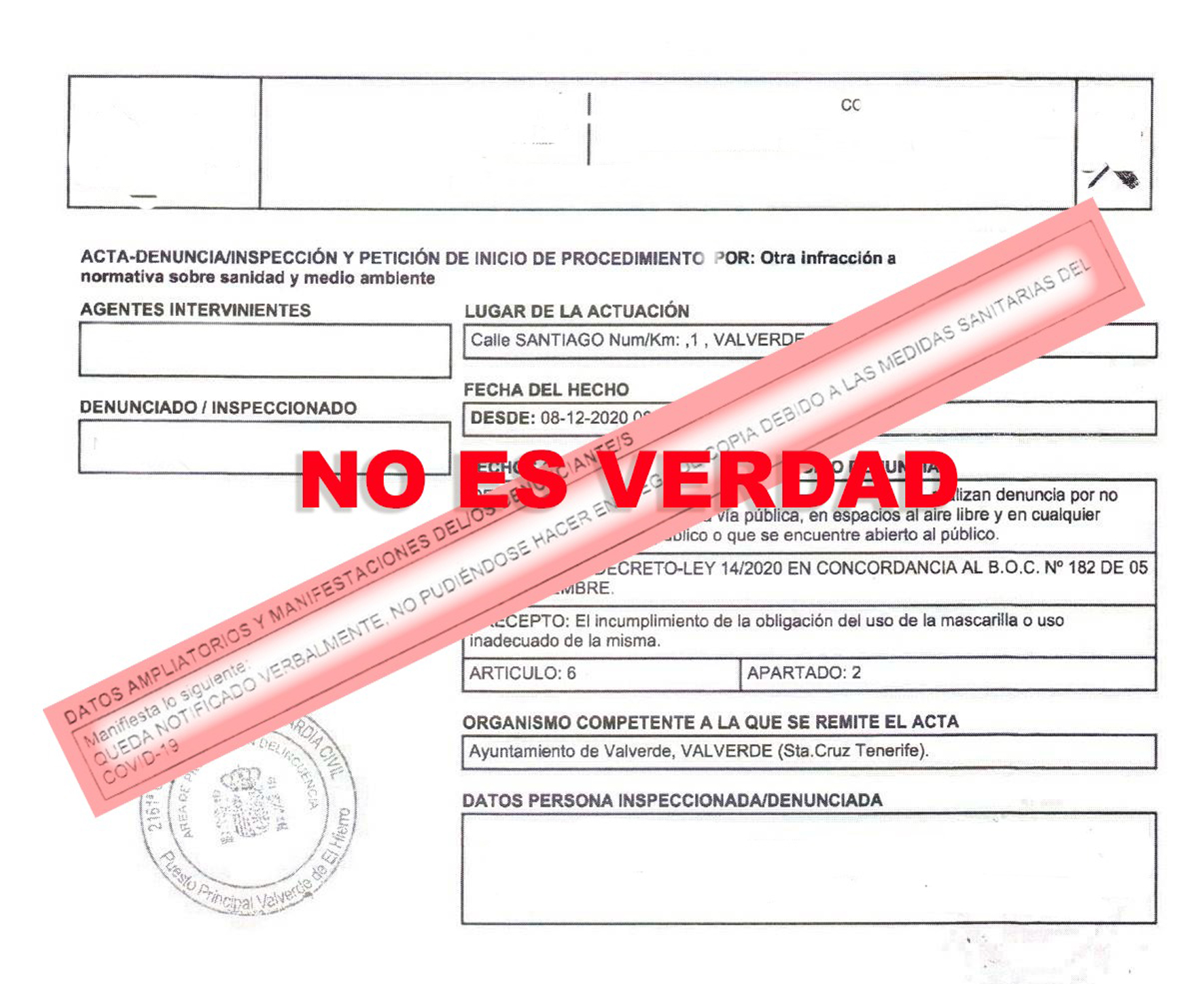 AHI en Valverde pedirá al Ayuntamiento que paralice los expedientes sancionadores instruidos contra los vecinos por el COVID-19