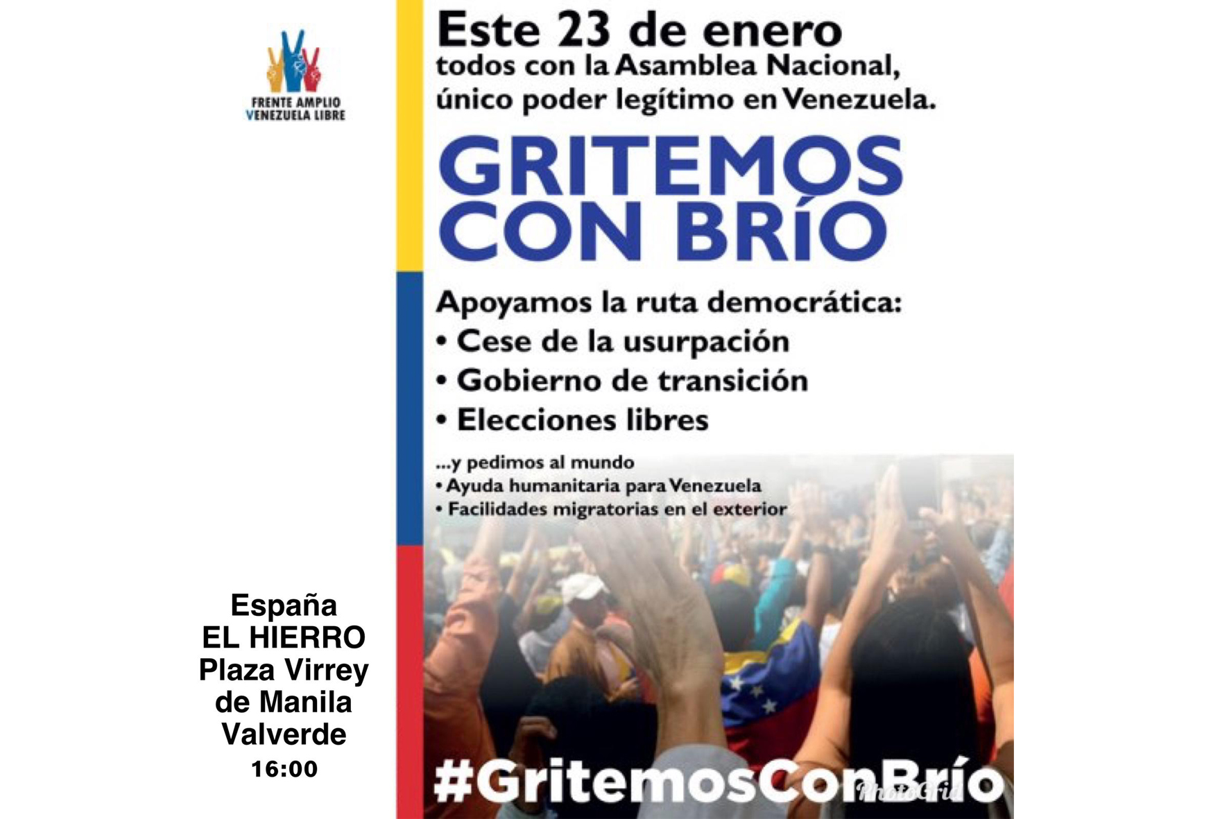 Venezolanos se concentraran mañana en El Hierro para mostrar su apoyo a la Asamblea Nacional