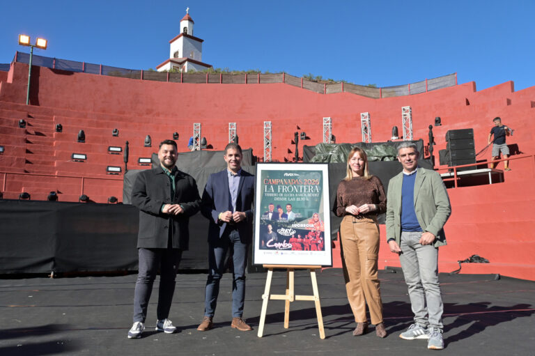 La Frontera presenta el cartel oficial de las campanadas de RTVC 2025-2026, que se retransmitirán desde el Terrero de Lucha Ramón Méndez