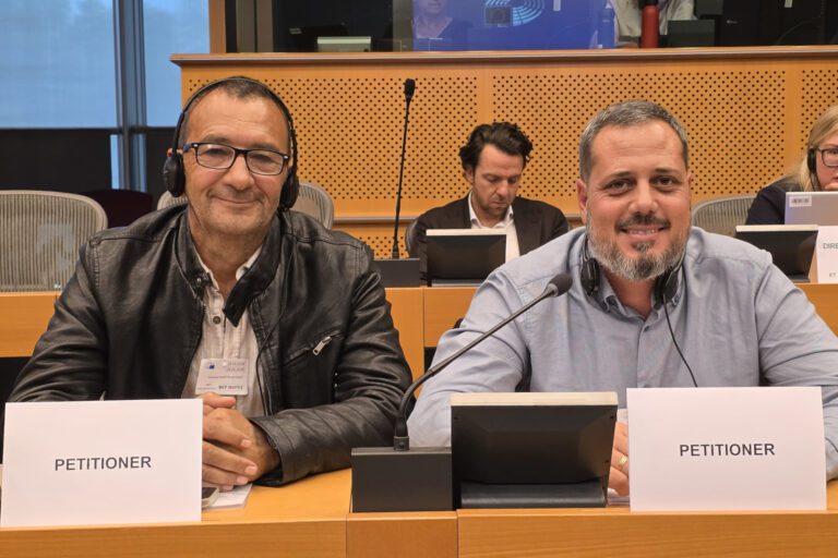 Representantes de los pescadores canarios comparecen en el Parlamento Europeo en relación con el desarrollo de la eólica marina en el archipiélago